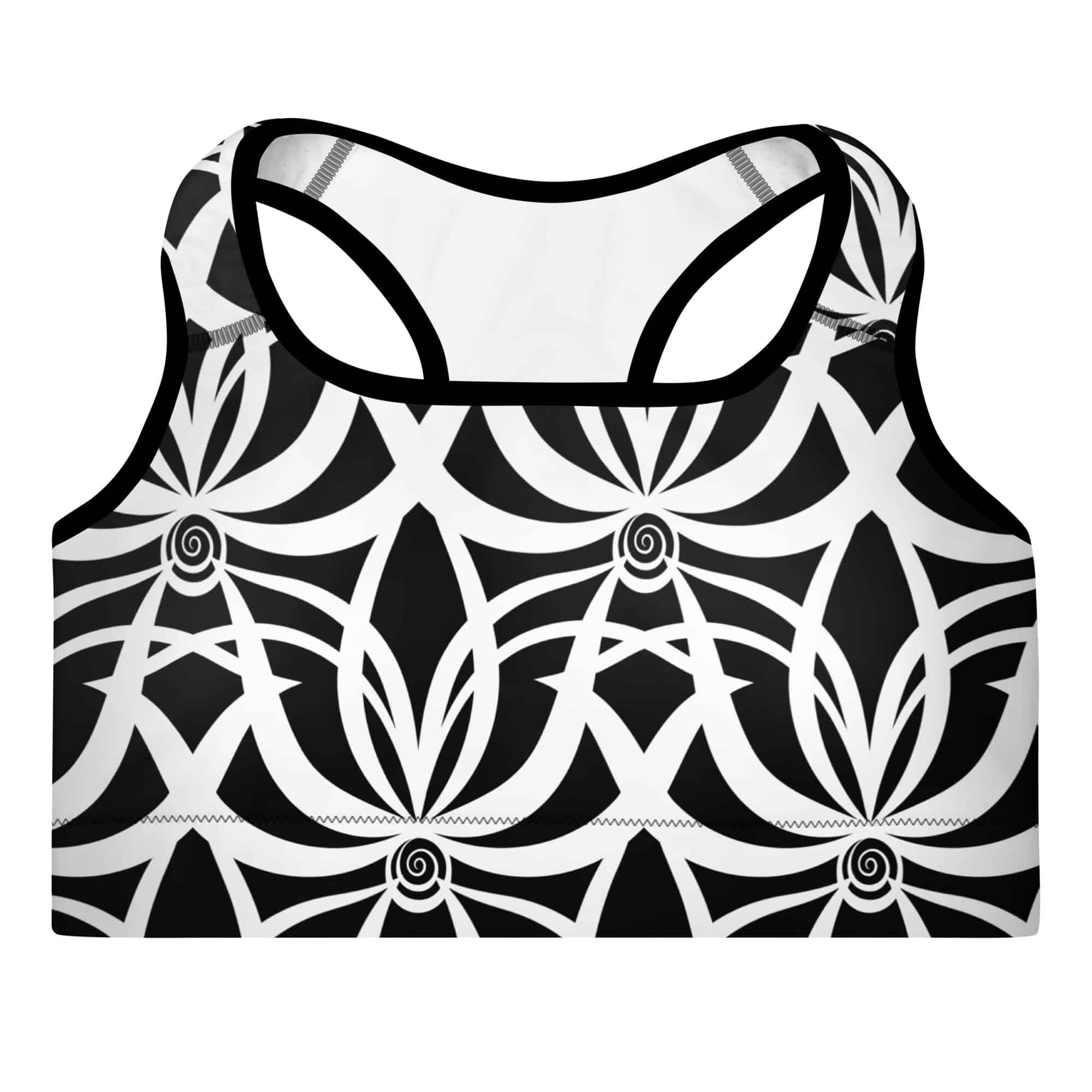 LLG Motto: SPARKLE. Ladies Sports Bra. White All-Over Print. Black or White  Outline w. Logo on Back — Ladies' Life Guide